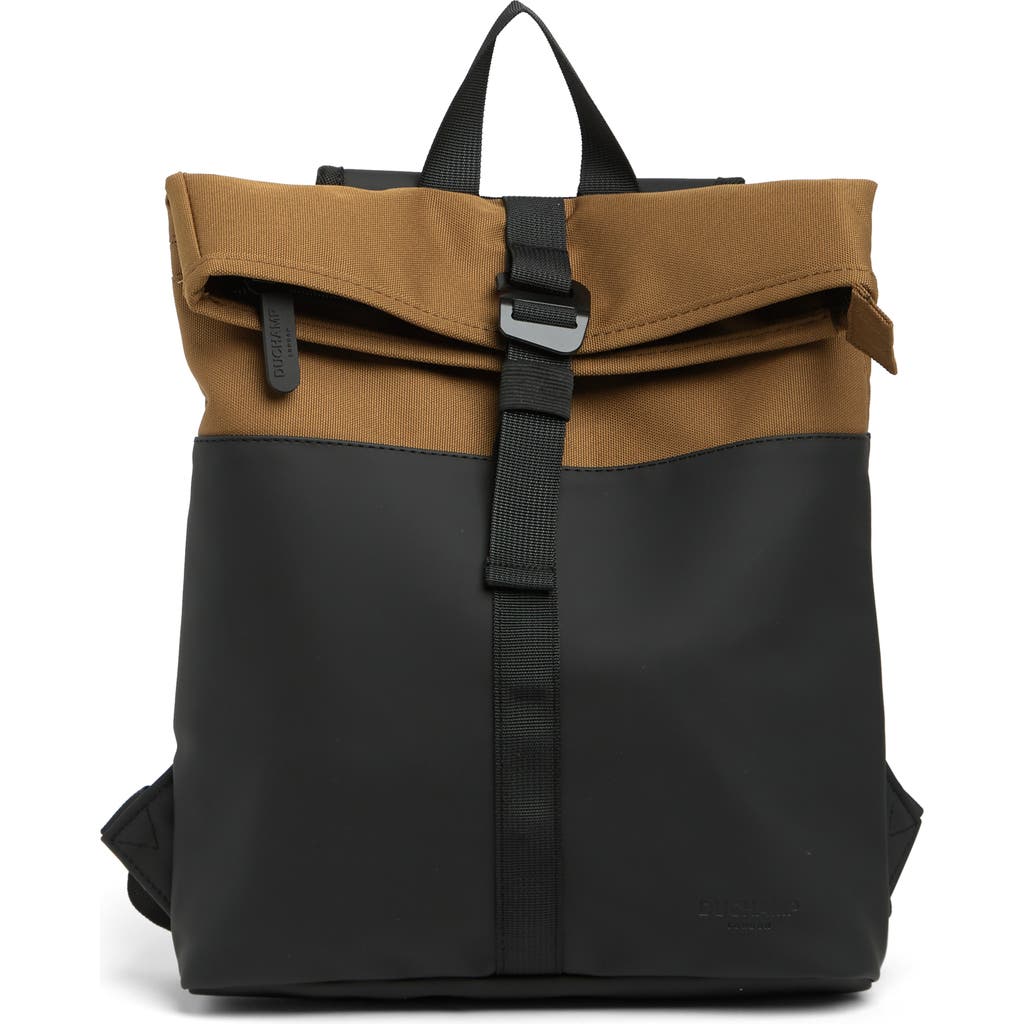 Duchamp Mixed Media Rubberized Backpack In Dark Tan/black