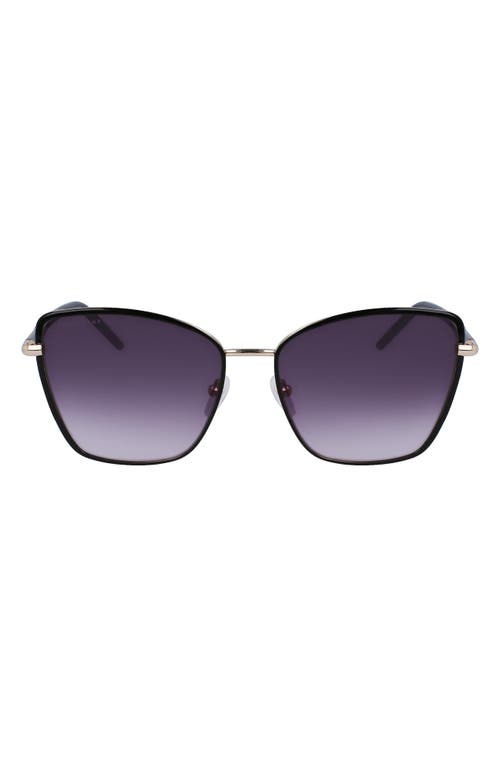 Longchamp 58mm Gradient Butterfly Sunglasses in Black/Gradient Smoke at Nordstrom