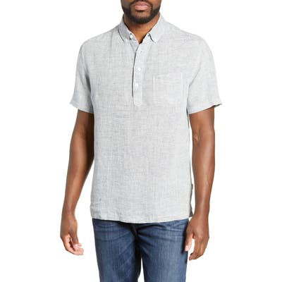 Onia Josh Microstripe Linen Polo, Blue