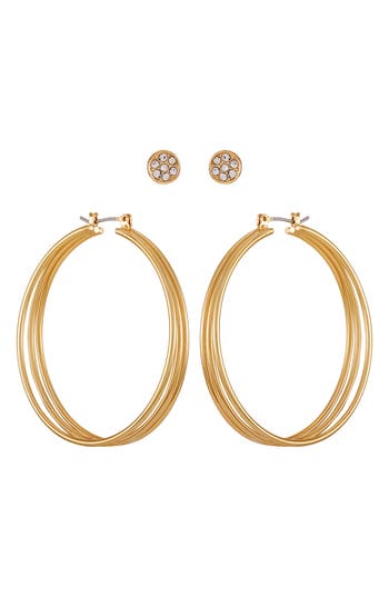 Vince Camuto Set Of 2 Earrings In Gold Tone
