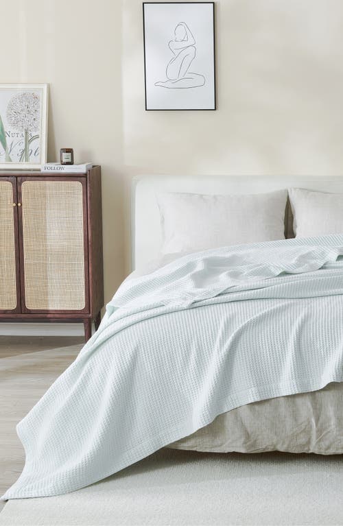 Woven & Weft Cotton Waffle Weave Throw Blanket In Pale Blue