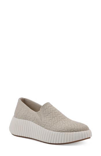 Cliffs By White Mountain Daylight Wedge Knit Sneaker In Taupe Fabric