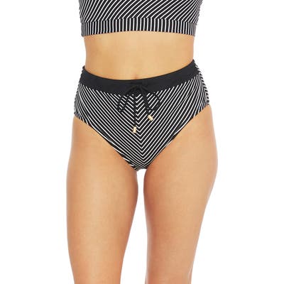 La Blanca Pin High Waist Bikini Bottoms, Black