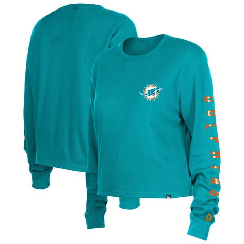 Philadelphia Eagles New Era Women's Thermal Crop Long Sleeve T-Shirt -  Midnight Green