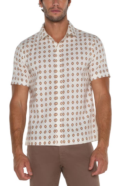 Liverpool Los Angeles Grid Print Short Sleeve Button-Up Shirt Porcelain Clove at Nordstrom,