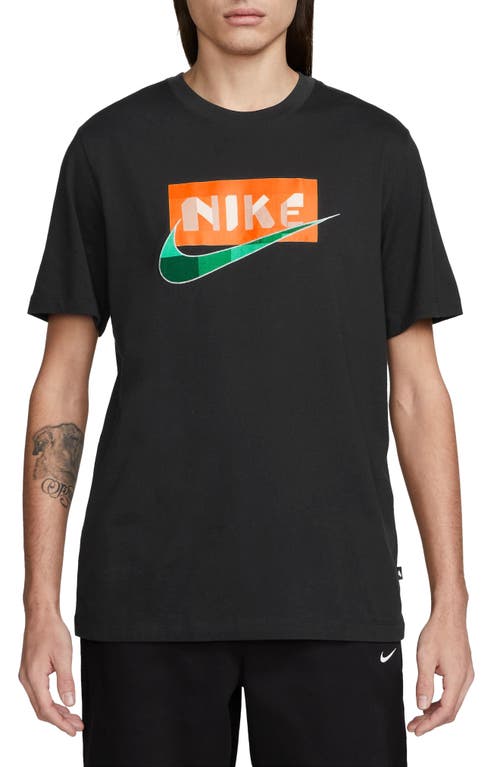 Nike Swoosh Appliqué Graphic T-Shirt Black at Nordstrom,