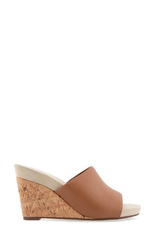 Shop Aerosoles Pierce Quilted Wedge Sandal In Tan Pu Leather