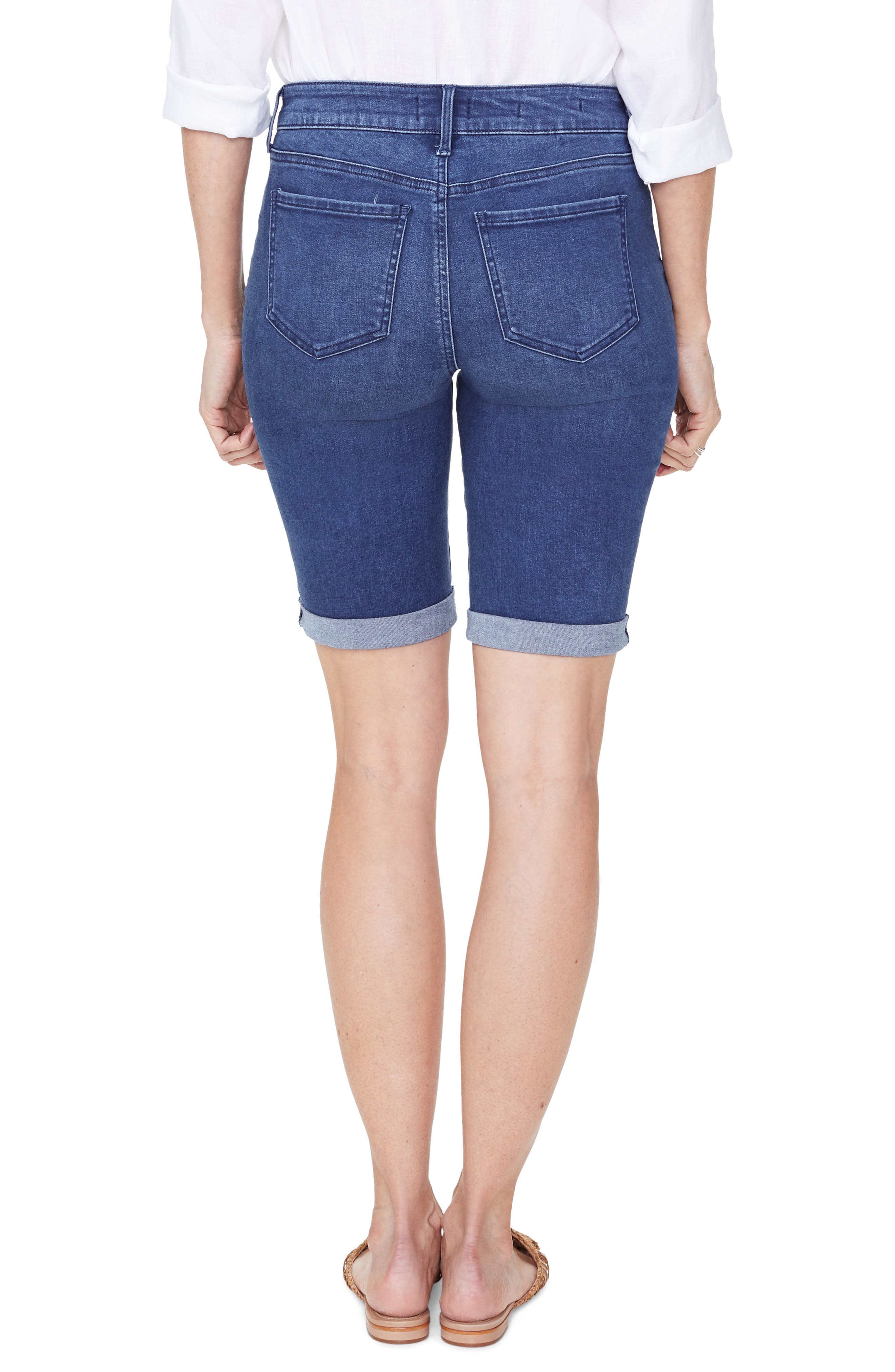 Two-Button Roll Cuff Denim Shorts 