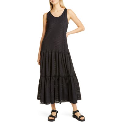 Fuzzi Tiered Cotton Maxi Dress, US / 40 IT - Black