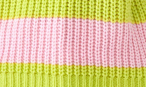 English Factory Stripe Puff Shoulder Mock Neck Sweater In Pink/green