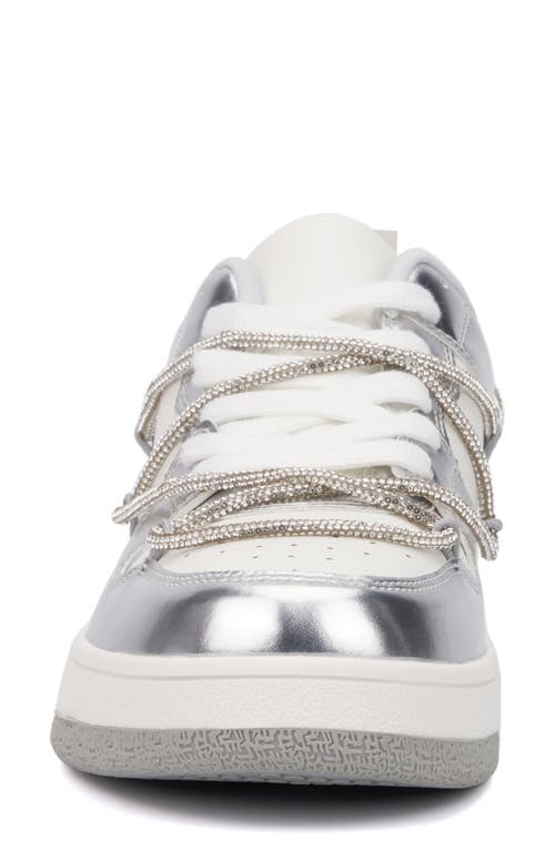New York And Company Fable Metallic Sneaker In Silver