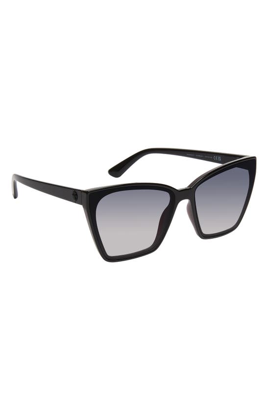 Shop Kurt Geiger 64mm Cat Eye Sunglasses In Black Crystal Fuchsia / Smoke