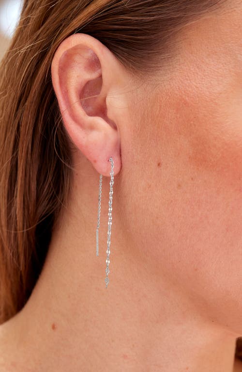 Savvy Cie Jewels Chain Threader Earrings In Silver