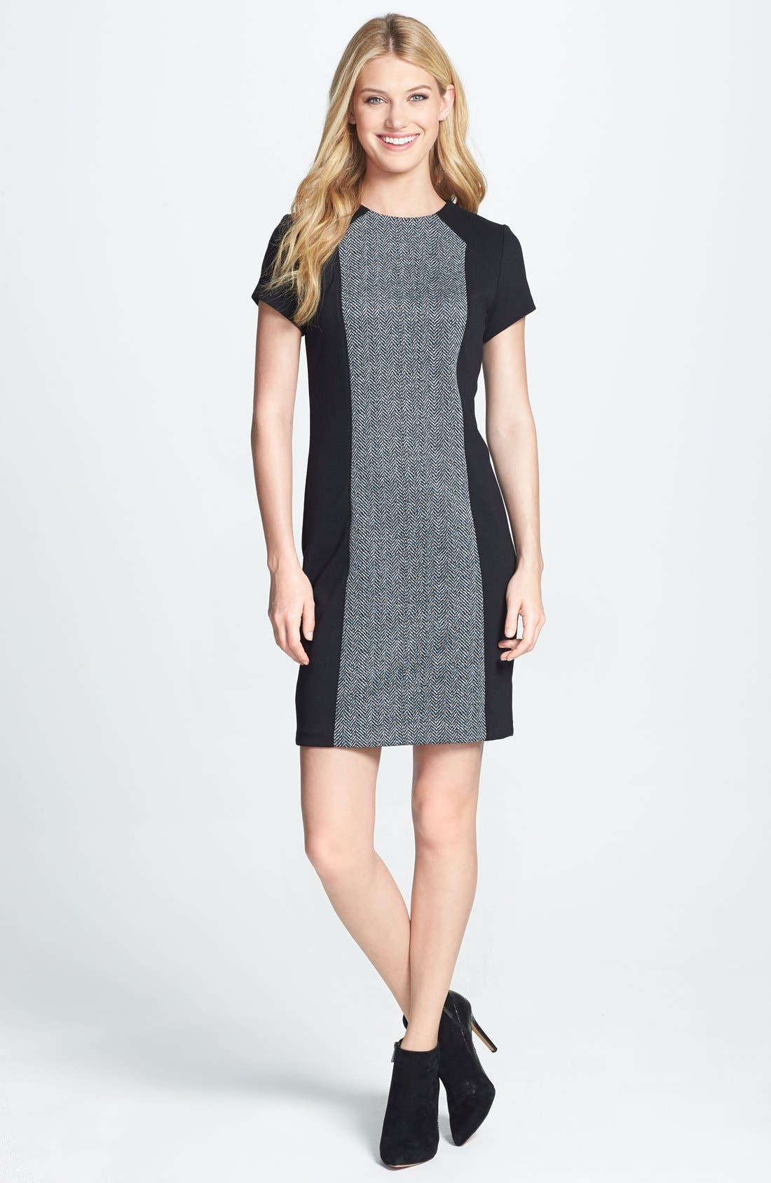 MICHAEL Michael Kors Colorblock Herringbone Print Dress Nordstrom