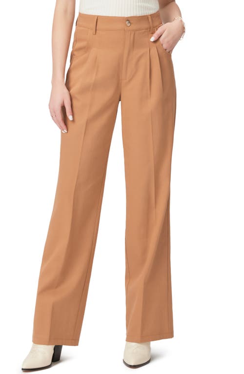 PAIGE Merano Pleated Straight Leg Pants Golden Tan at Nordstrom,