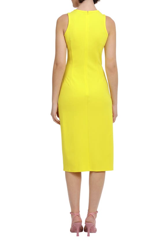 Donna Morgan Sleeveless Twist Front Midi Dress In Yellow Modesens 6790