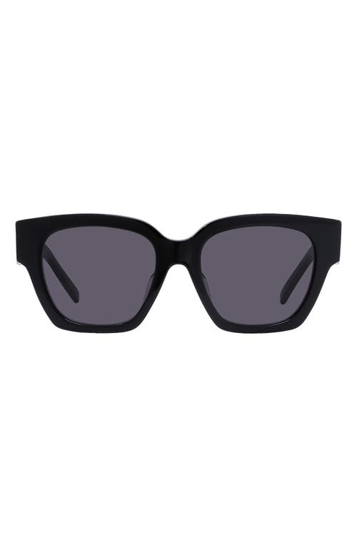 Shop Givenchy 4g 53mm Square Sunglasses In Shiny Black/smoke