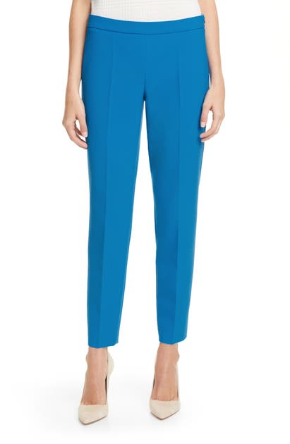 Hugo Boss Tiluna Soft Stretch Side Zip Ponte Trousers In Pacific