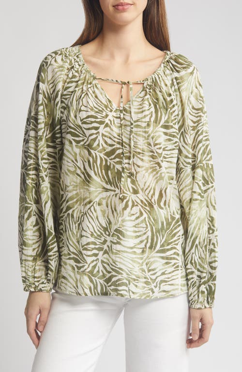 Tommy Bahama Monstera Mirage Metalllic Stripe Top Tea Leaf at Nordstrom,