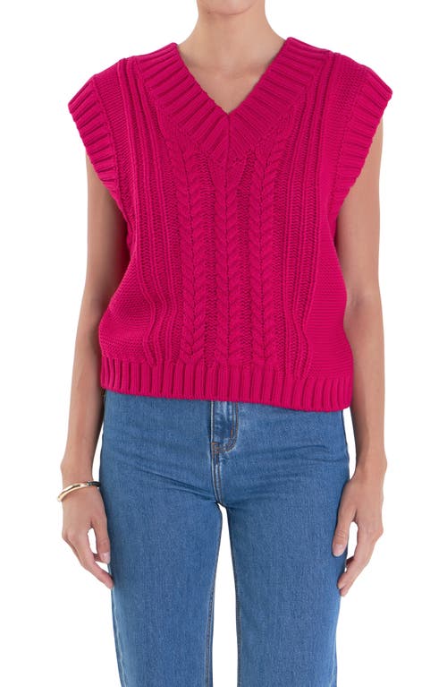 English Factory Cable Stitch Sweater Vest In Magenta