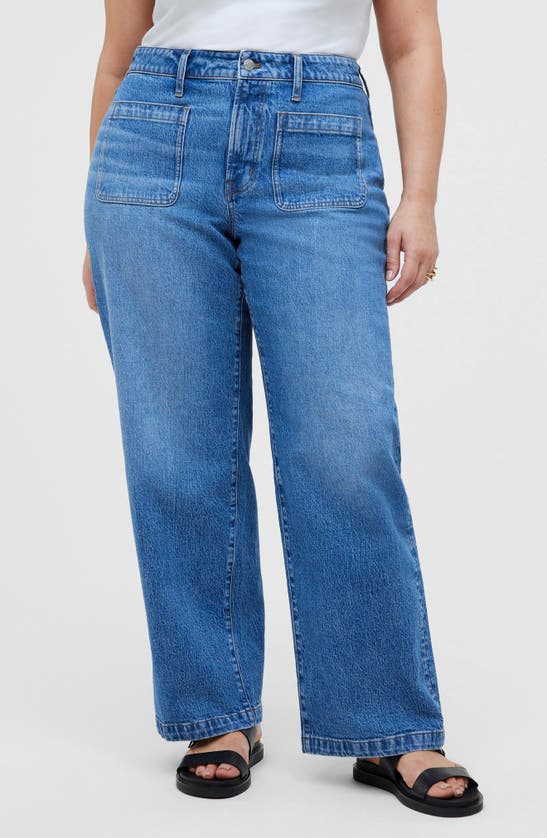 Shop Madewell The Patch Curvy Emmett Wide-leg Jeans In Lakecourt Wash