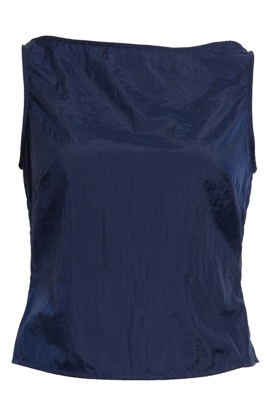 Shop Coming Of Age Crinkle Nylon Boat Neck Top In Navy