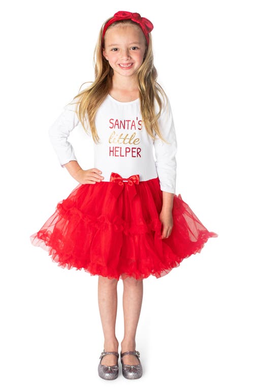 Shop Popatu Santa's Little Helper Tutu Dress In White/red