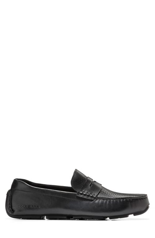 Cole Haan Men's Grand Laser Penny Driving Loafer Men's Shoes In Black/black