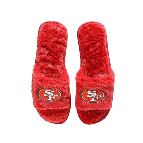 Women's FOCO Scarlet San Francisco 49ers Rhinestone Fuzzy Slippers in Red