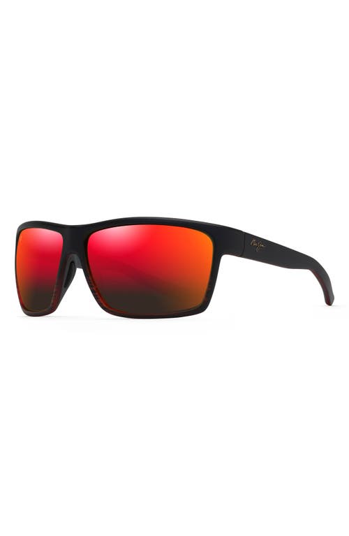 Maui Jim Alenuihaha 64mm Polarized Sport Sunglasses In Burgundy Stripe/hawaii Lava