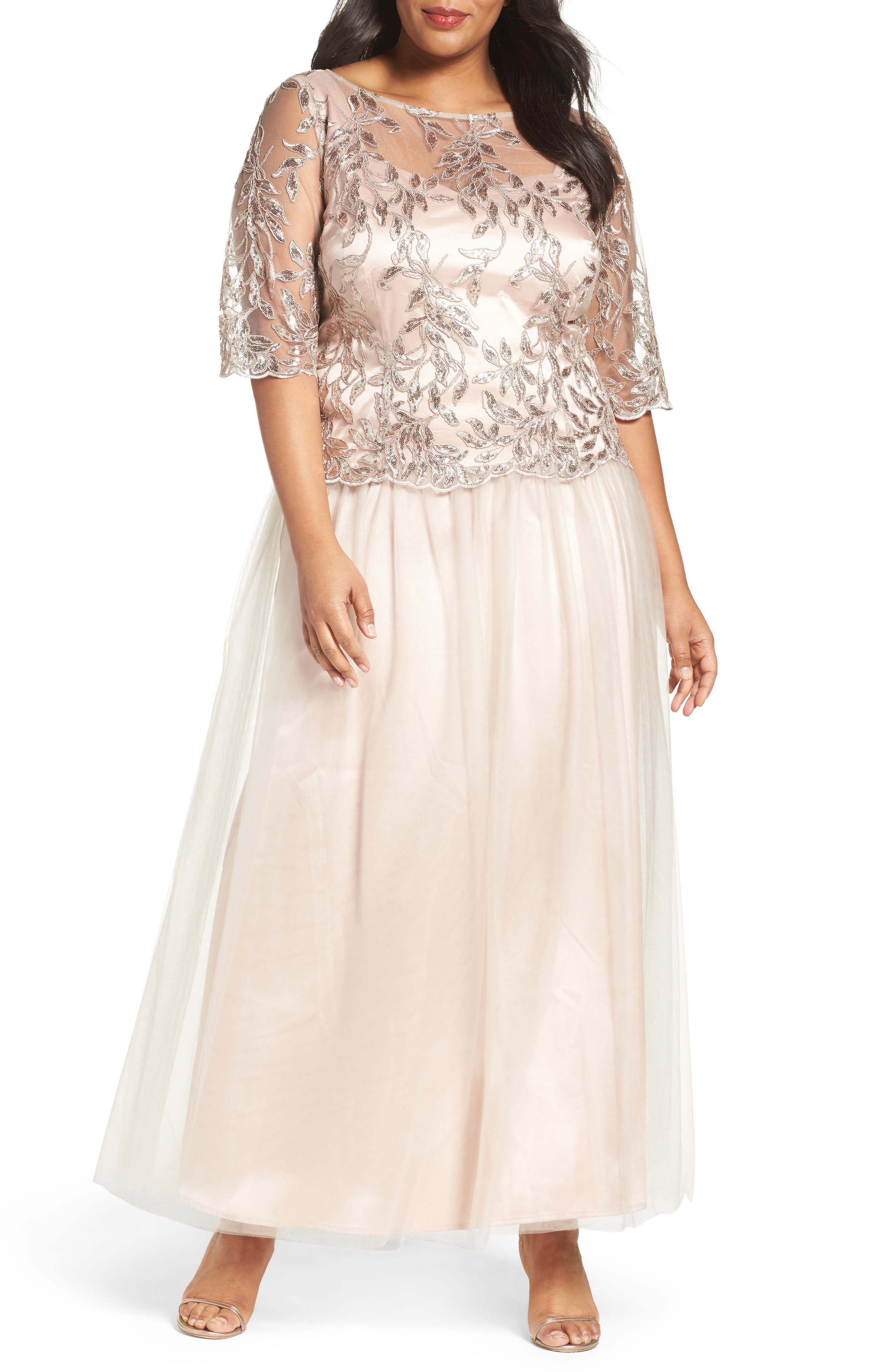 nordstrom embellished mesh gown