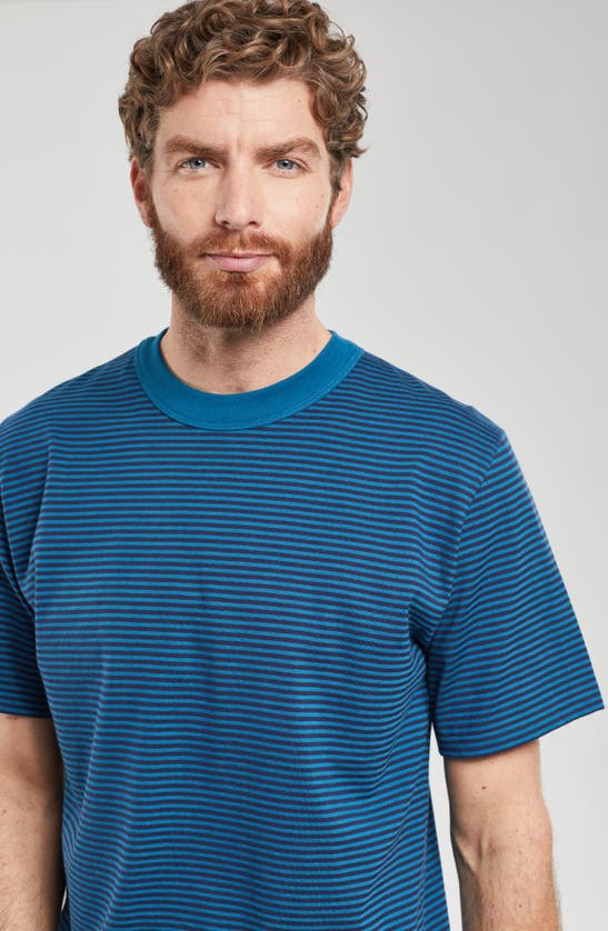 Shop Armor-lux Heritage Stripe T-shirt In Blue Glacial/ Marine Deep