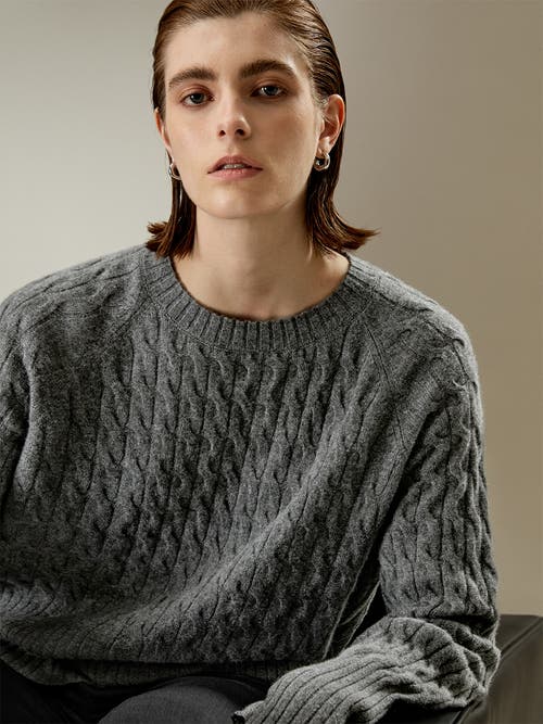 Lilysilk Baby Cashmere Cable-knit Sweater In Medium Gray