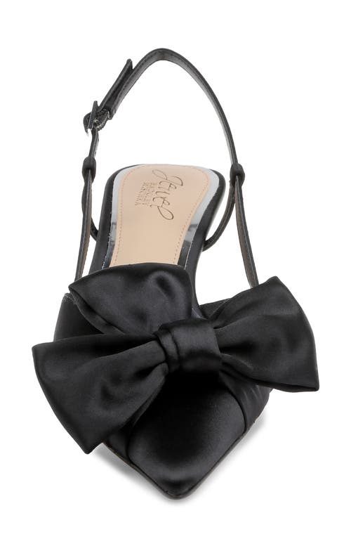 Jewel Badgley Mischka Favor Ankle Strap Pointed Toe Kitten Heel Pump In Black Satin