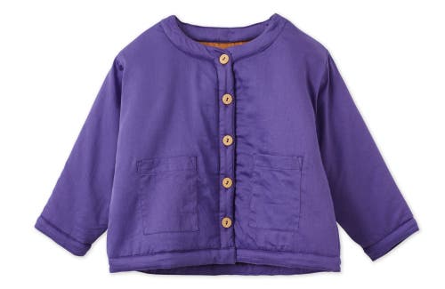 Vild House Of Little Organic Cotton Woven Padded Jacket In Dark Amethyst