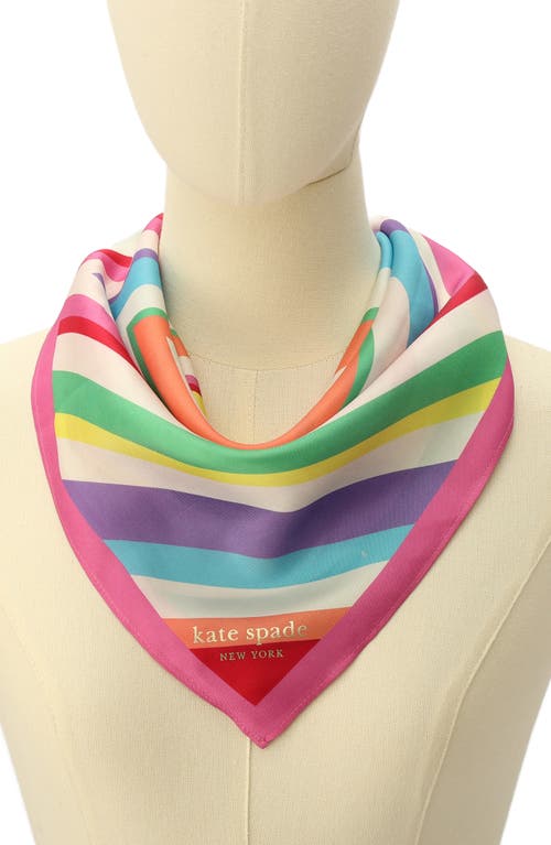 Shop Kate Spade New York Rainbow Heart Silk Bandana Scarf In Multi