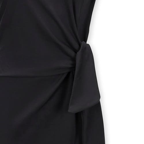 Shop Hope & Henry Organic Knit Tie Midi Dress In Black Side-tie