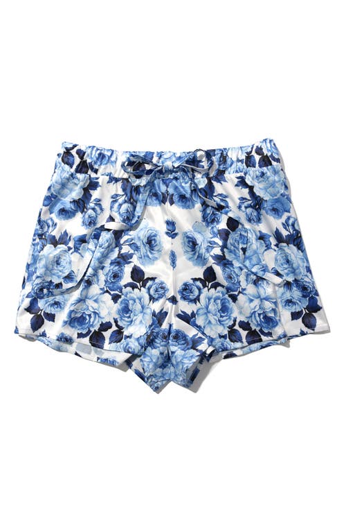 Shop Hanky Panky Satin Pajama Shorts In Deja Blue