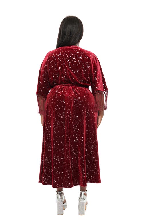 UNIQUE VINTAGE UNIQUE VINTAGE PLUS SIZE VELVET TIE WRAP SURPLICE MIDI DRESS