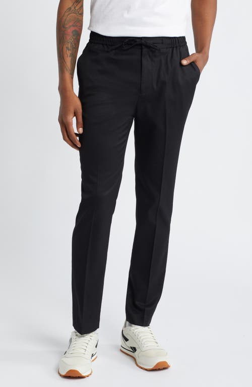 Skinny Smart Drawstring Waist Pants in Black