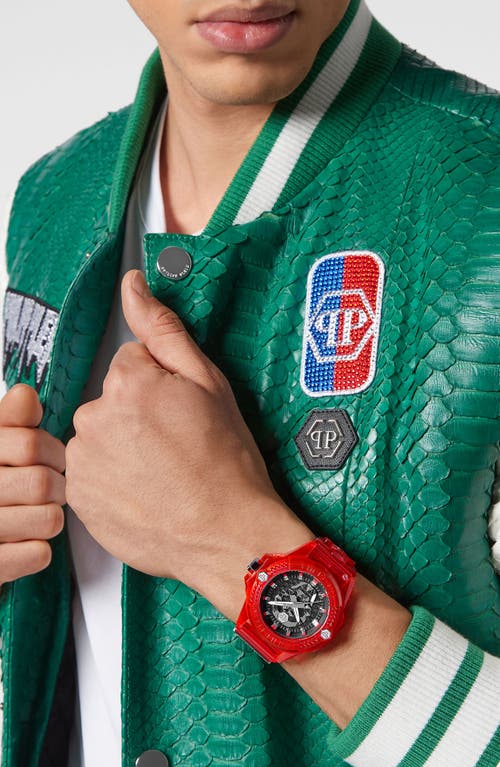 Philipp Plein The $kull Tech Edit Watch In Transparent Red