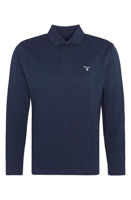 Shop Barbour Long Sleeve Cotton Polo In Navy