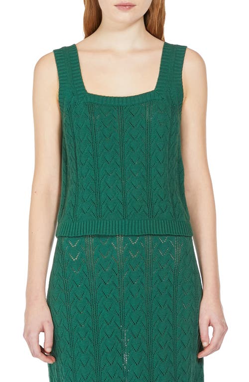 Shop Max Mara Zanora Cotton Blend Pointelle Sweater Tank In Green