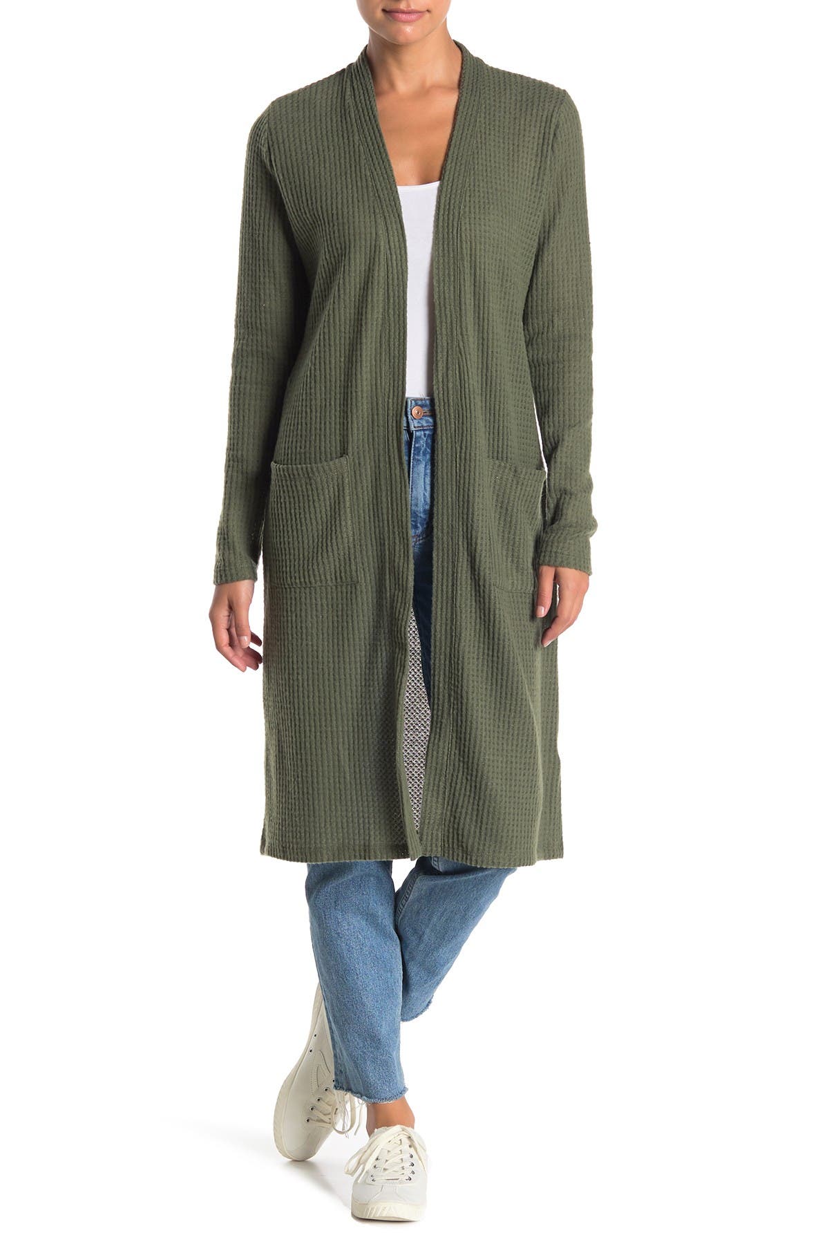 waffle knit duster cardigan