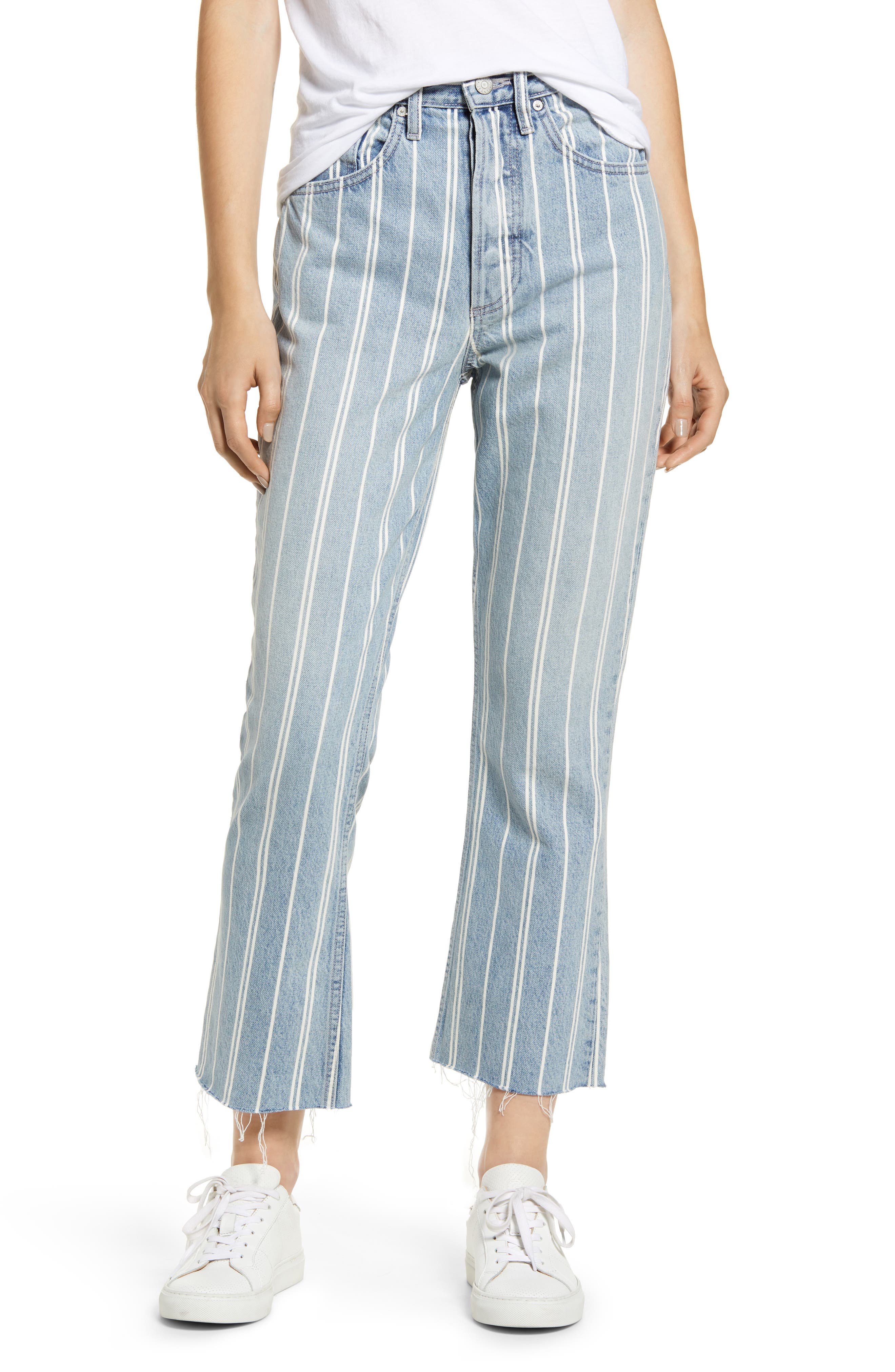 denim super striped flare jeans