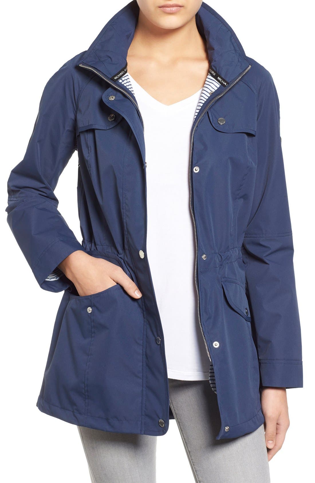 MICHAEL Michael Kors Stripe Detail Hooded Utility Jacket (Regular