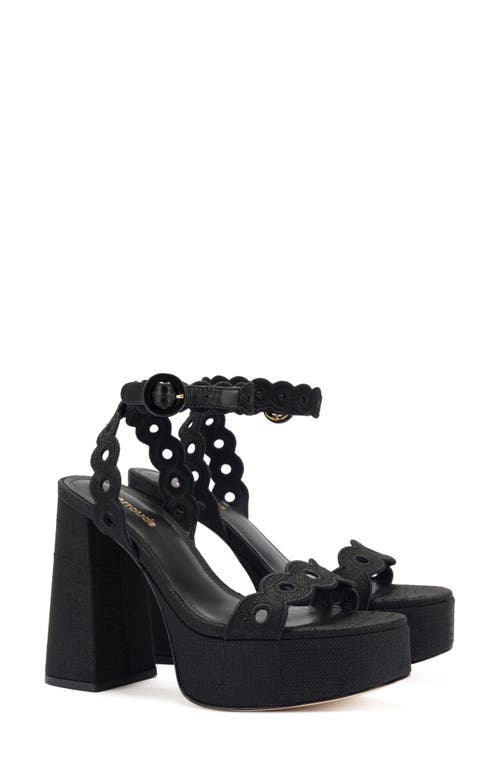 Larroudé Dolly Broderie Platform Sandal in Black