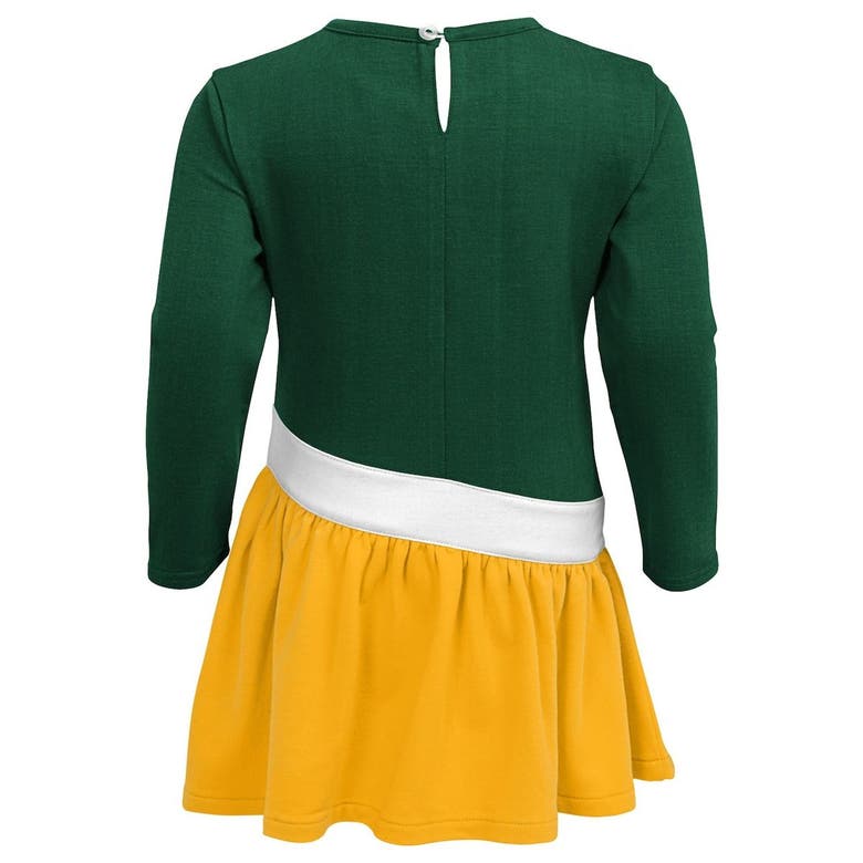 OUTERSTUFF GIRLS PRESCHOOL GREEN/GOLD GREEN BAY PACKERS HEART TO HEART JERSEY TRI-BLEND DRESS