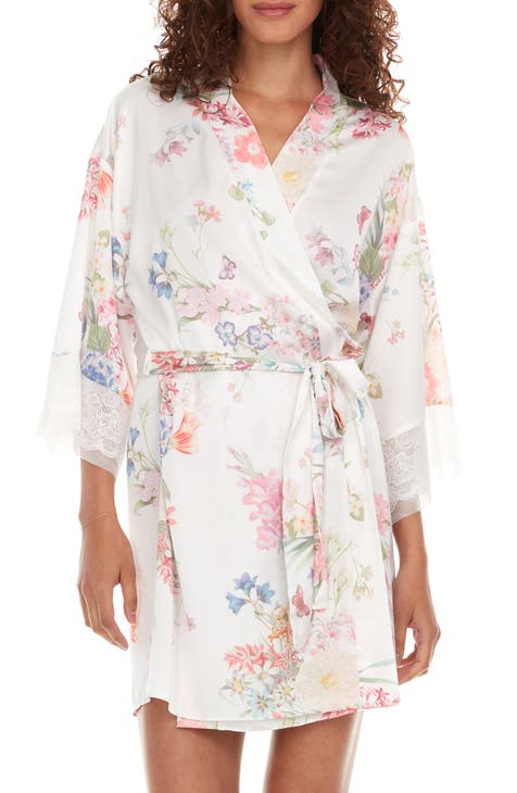 Buy online Pink Satin Sleepwear Robe With Bra Panty Set from