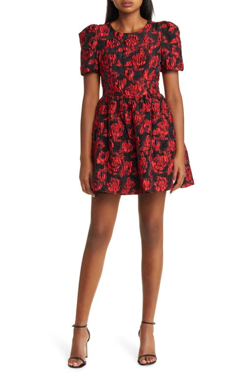 Black Halo Chadwick Floral A-Line Dress in Passion Puff